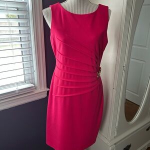 Ivanka Trump Fuchsia Midi Dress with Gold Accent